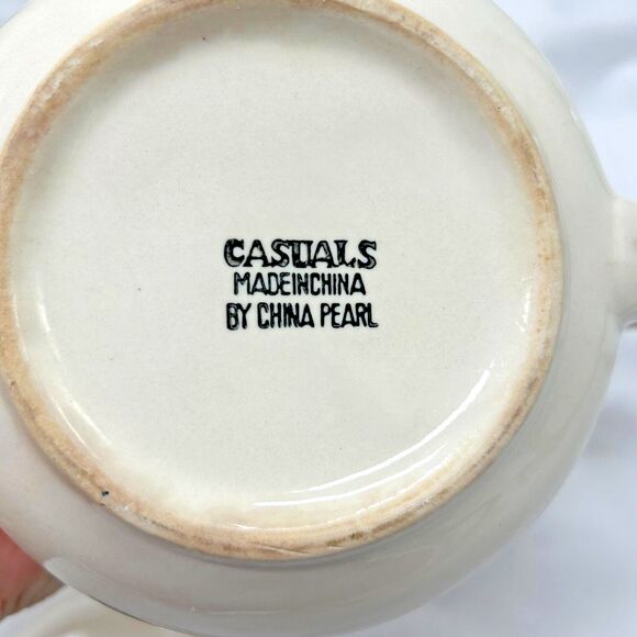 VINTAGE Casuals by China Pearl ~ Red Apples ~ Stoneware Tea Pot w Lid ~ 5 cups - Picture 7 of 9